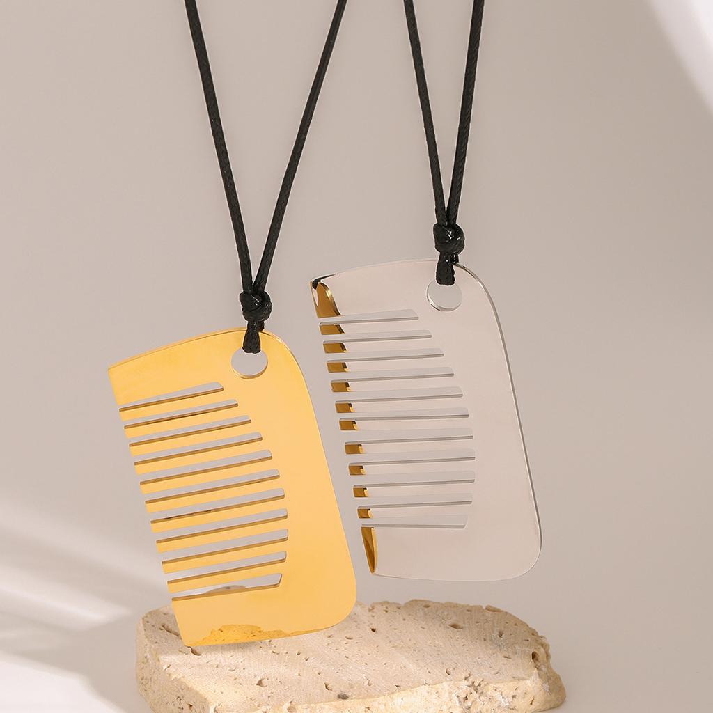 Jiading European and American stainless steel comb pendant necklace sweater chain titanium steel neck chain jewelry