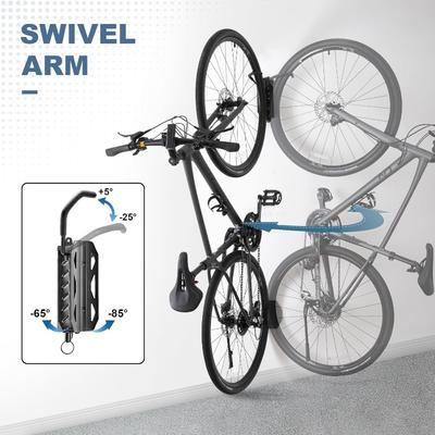 1PACK QAQ Swivel Bike Wall Mount, Vertical Bike Rack Garage Holds Up To 66lbs, Bike Hooks for Garage Space-Saving, Easy To Install