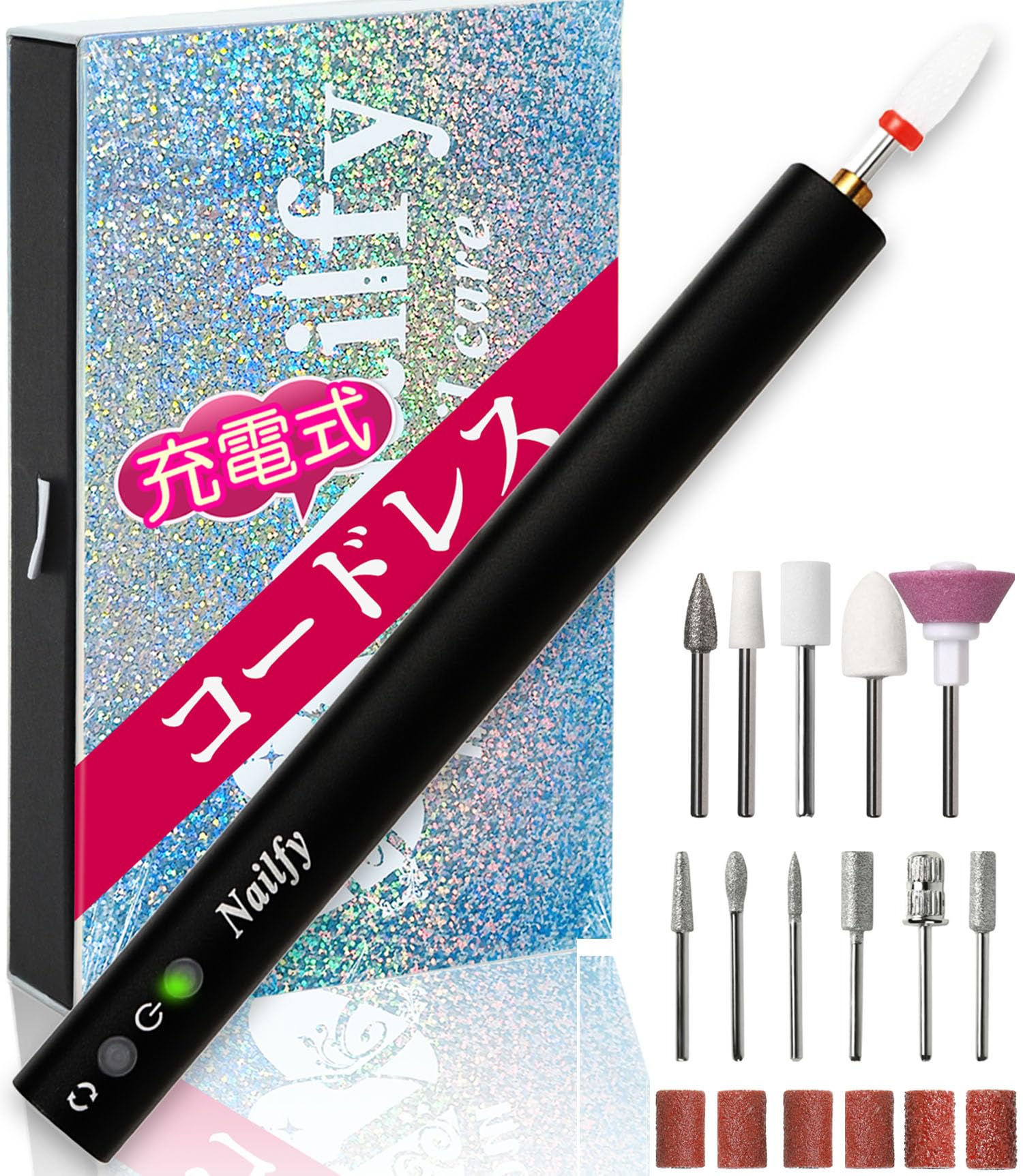 

JNA 1st Class Nail NailfyII электрическая машинка для ногтей беспроводная гелевая машинка для снятия ногтей перезаряжаемая 12 видов насадок обработка кутикулы уход за ногтями симпатичная дрель для ногтей