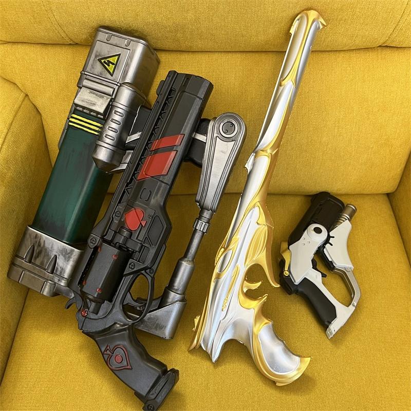 Cosplay Golden Guns Laser Rifle Revolver Prop Weapons Model Gun No Shotting Safety PU Rubber Halloween Gift