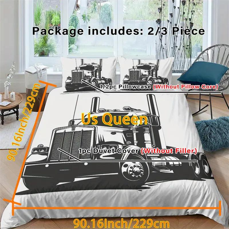

Comforter Truck 3D Digital Print Polyester Zipper Closure All-Season Comforter Kit Machine Washable Comforter (quilt)-EU Single(135*200cm)3pcs