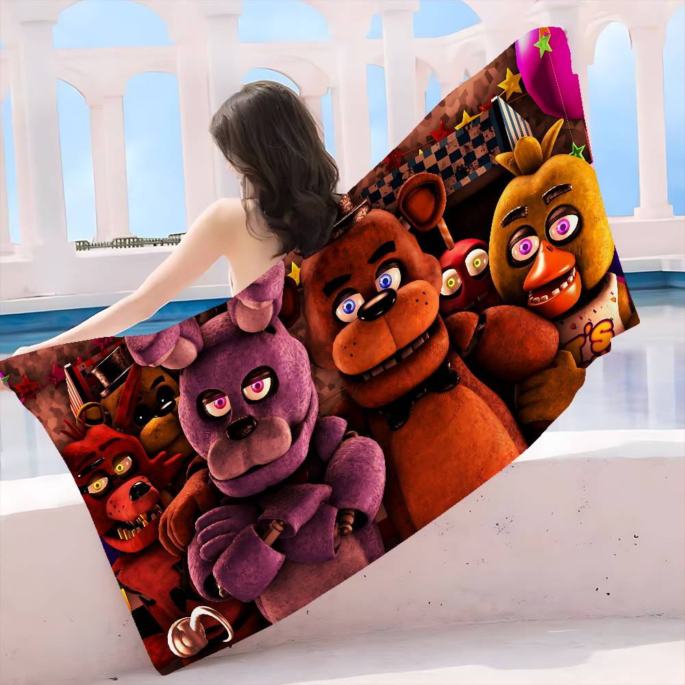 Fnaf Five-nights-At-Freddys Grandi Asciugamani da Spiaggia in Microfibra Asciugatura Rapida Asciugamani da Spiaggia Sabbiosa Asciugamano da Piscina Per Viaggio Piscina Nuoto Yoga