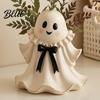 Ghost Figurine for Fireplace Halloween Resin with Wicker Basket Cute Tabletop Unique Gift Ideas Decor Holiday Ornament Organizer Entryway
