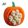 Decorative Skull Fruit Shells Halloween Pumpkin Apples Statue, 3D Printed Spooky Figurine with Creepy Miniature Home Ornaments Embedded Skulls,