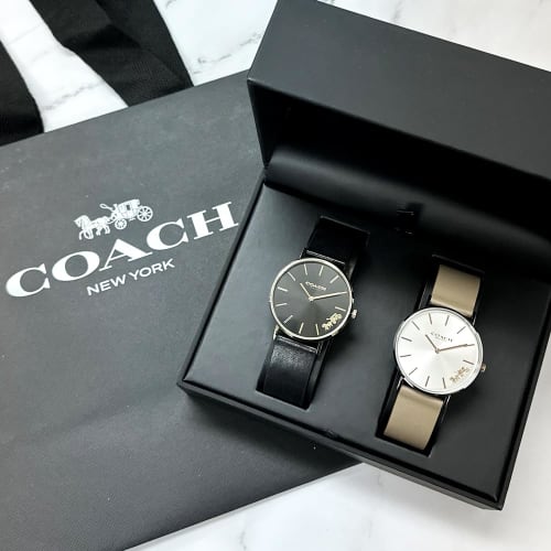 Coach Pair Watches with Authentic Pair Box and Shopper, Men's and Women's Leather Straps, 1450333314503119-coach-peabox