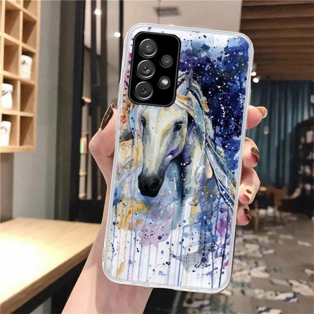 Animal Oil Painting Horse Soft Phone Case For Samsung Galaxy A52 A53 A12 A13 A22 A23 A32 A33 A72 A73 5g A02s A03s A50s Pattern C