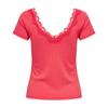 Women's Lennie Red Lace Neckline Short Sleeve Top ONLY