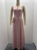 2025 European & American Women's Solid Color V-Neck Evening Gown - Spring/Summer Collection
