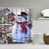 Christmas Home Hot Shower Curtain Waterproof Bathroom Xmas Polyester Hooks 12