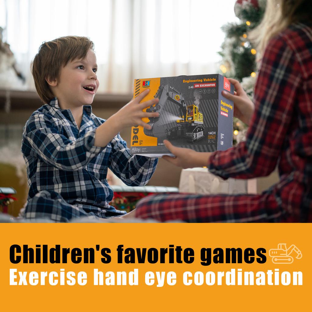 Lading Fjernstyrt Bil Anleggsbil Gravemaskin Fjernkontroll Legering Spray Gravemaskin Leker for Barn