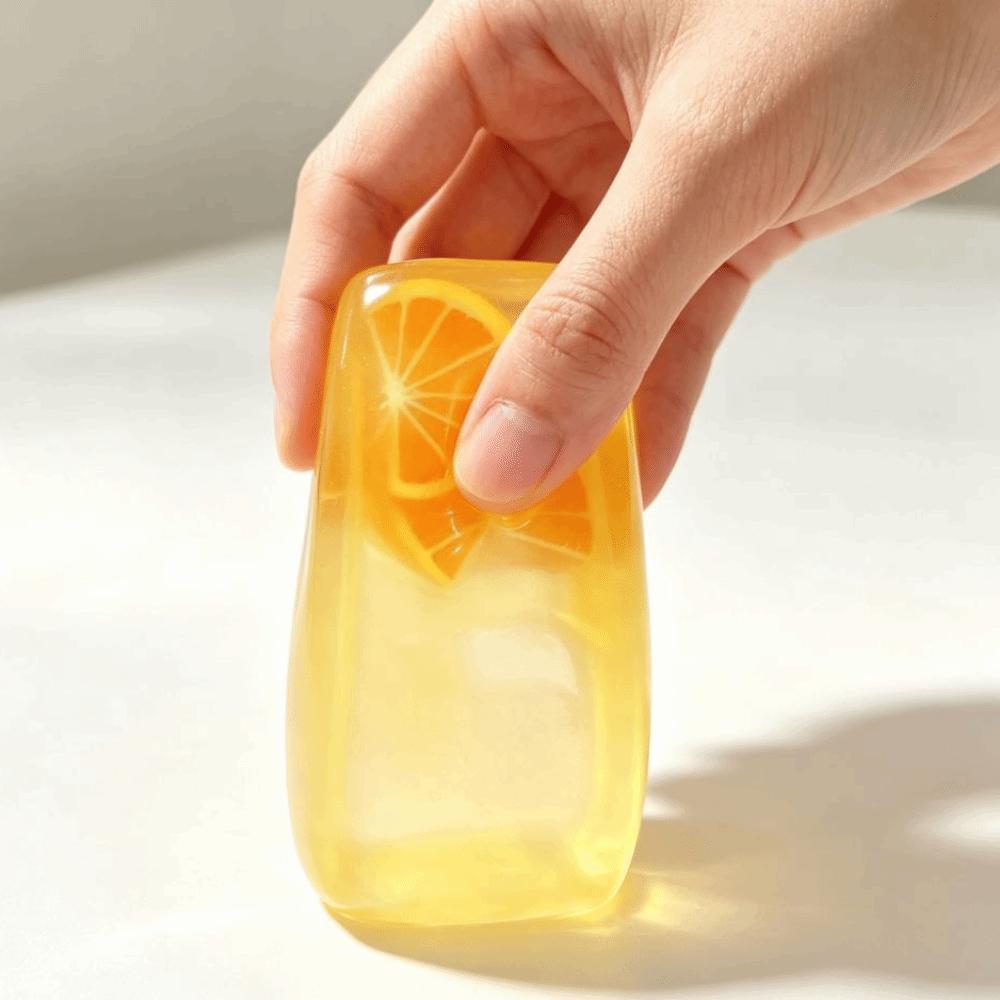Transparent Reduce Pressure Toy Kawaii Fruit Ice Cube Squishy Toy Fruit Ice Cube Toy Desk Decor