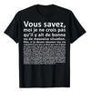 Klassisches 'VOUS SAVEZ Monologue D Otis' T-Shirt - Lustiger Buchstaben-Aufdruck Slogan Grafik Humorvoll Einzigartige Kleidung Geschenk T-Shirt