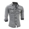 Men's Casual Long Sleeve Lapel Denim Washed Shirt Men's Tops Men's Shirts