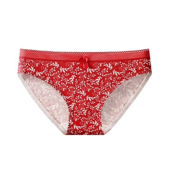 

Women s Seamless Cotton Underwear Floral Print Breathable Hipster Panties Mid Rise Soft Stretch Ladies Briefs S червоний