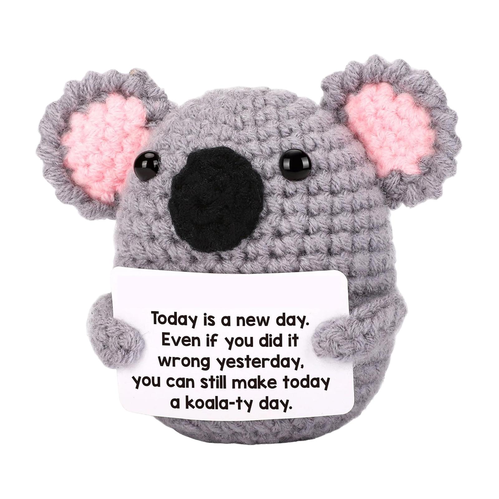 

Handmade Knitted Koala Plush Toy Desktop Ornament Emotional Support Gift Soft Stuffed Animal Decorative Figurine for Home Office One Size