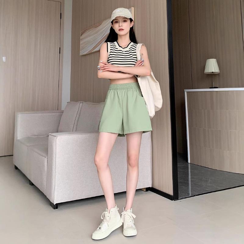 Casual Shorts Women's Washed Cotton Overalls Loose High Waisted Wide Leg Pants Women's Three-quarter Pants