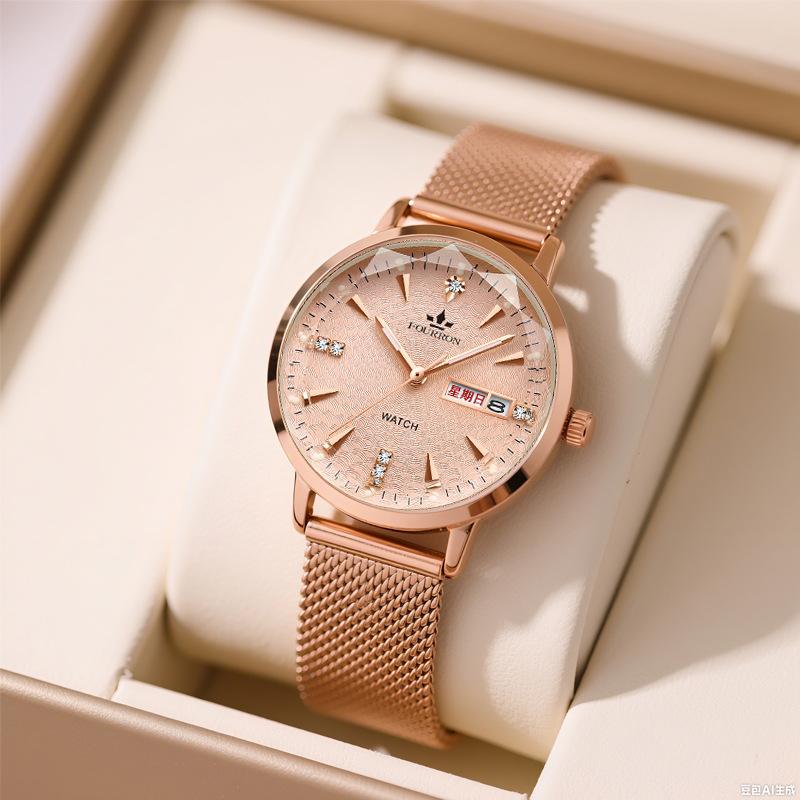 Ladies watch Milan with fashionable and simple thin double calendar diamond-encrusted waterproof women's model