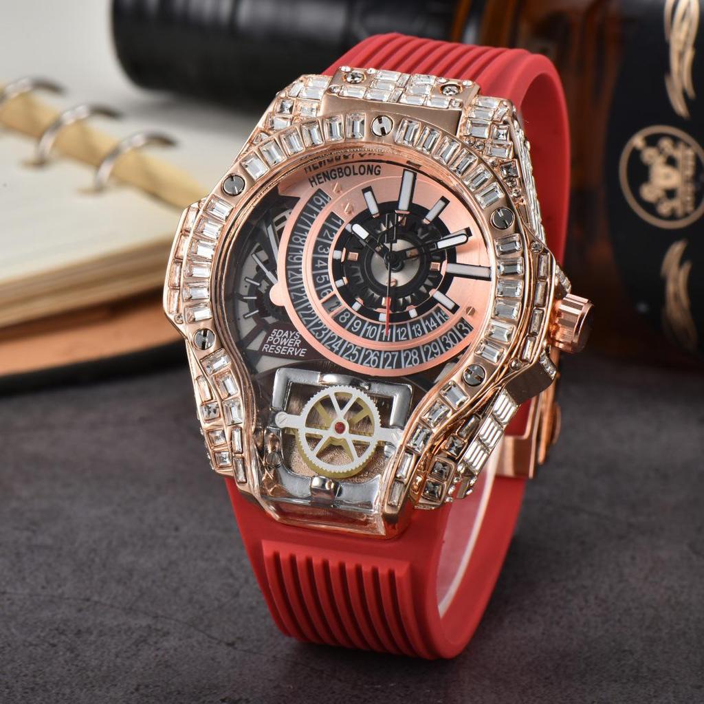 Men's Quartz Watch with Three-Needle Design, Sports Style, Irregular Full Diamond Shape, Similar to Jason Statham's Watch in Warcraft.