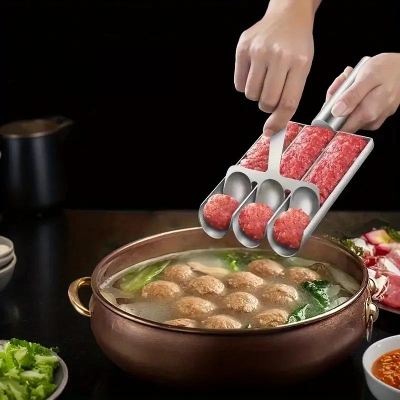 1PCS Stainless Steel Household Meatball Maker for Making Fish Balls and Shrimp Slips Rice Balls and Meat Fillings Cooking Spoon