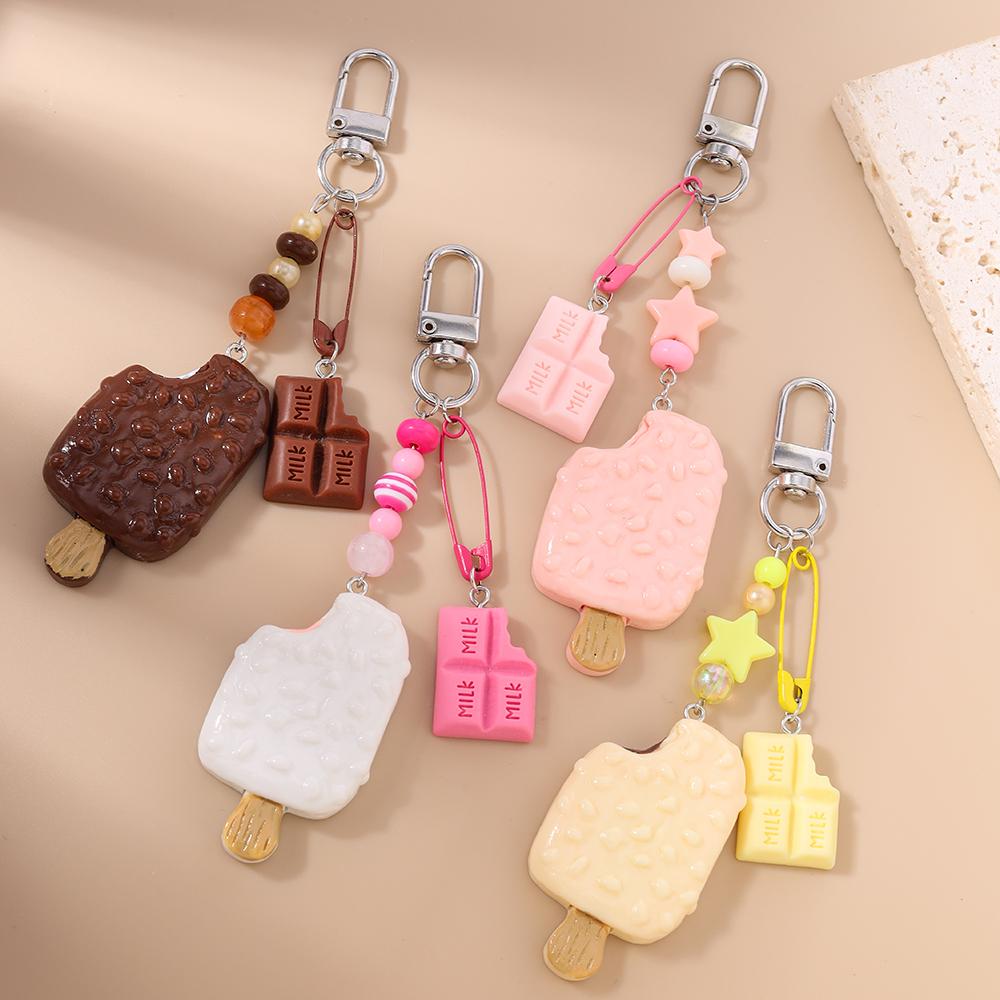 New Simulation Popsicle Ice Cream Keychain Chocolate Key Ring Pendant for Women Girls Handbag Decor DIY Kid's Jewelry Gifts