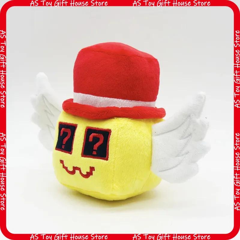Roblox Steal A Brainrot Plush Toy Square Yellow Stuffed Doll With Red Top Hat White Wings Question Mark Face For Game Fans