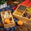 Bamboo Divided Nut Storage Tray Wooden Dried Fruit Candy Serving Trays with Lid Snack Dim Sum Platter for Parties Family