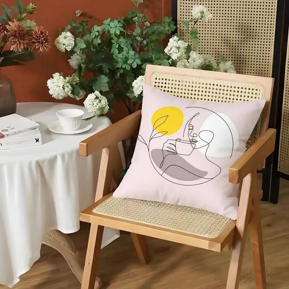 Abstract Face Collection Print Cushion Cover Silky Short Plush Invisible Zipper Dustproof Sofa Pillow Case for Home Decor