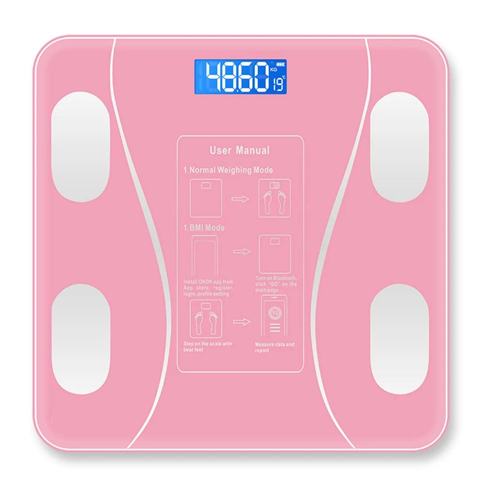

Bluetooth Smart Body Scale Напольные весы BMI Body Weight Scale LED Digital Electronic Weighting Scale Анализатор состава тела розовый