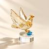 Faceted Crystal Bird Ornament Polished with Pedestal Decorative Desktop