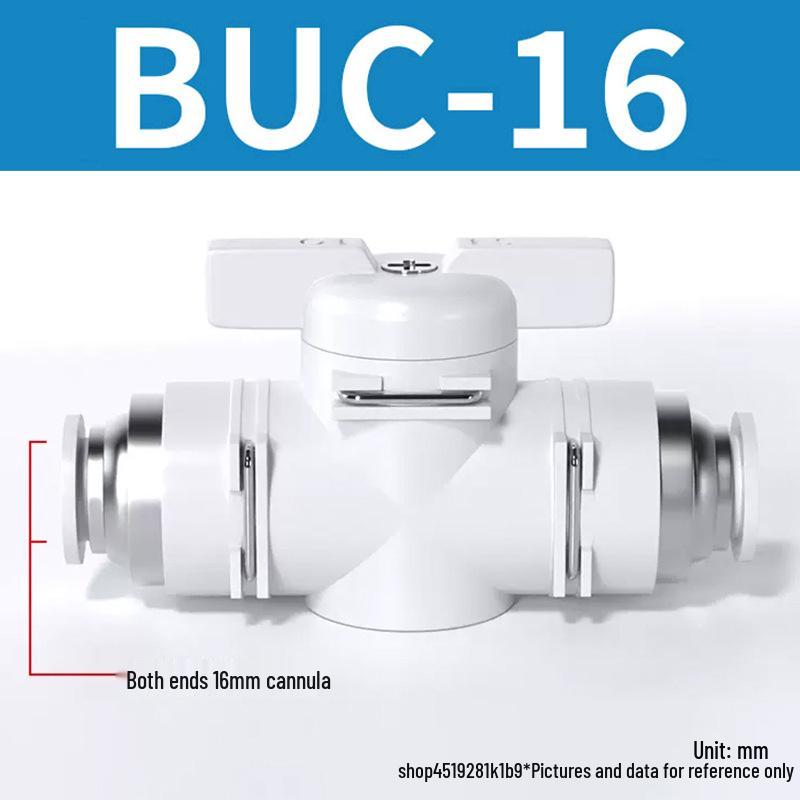 Zhuoji Pneumatic BUC-6-10 Hand Valve with 8mm Tubing, 12mm Straight-Through Air Valve, Quick-Connect Fittings.