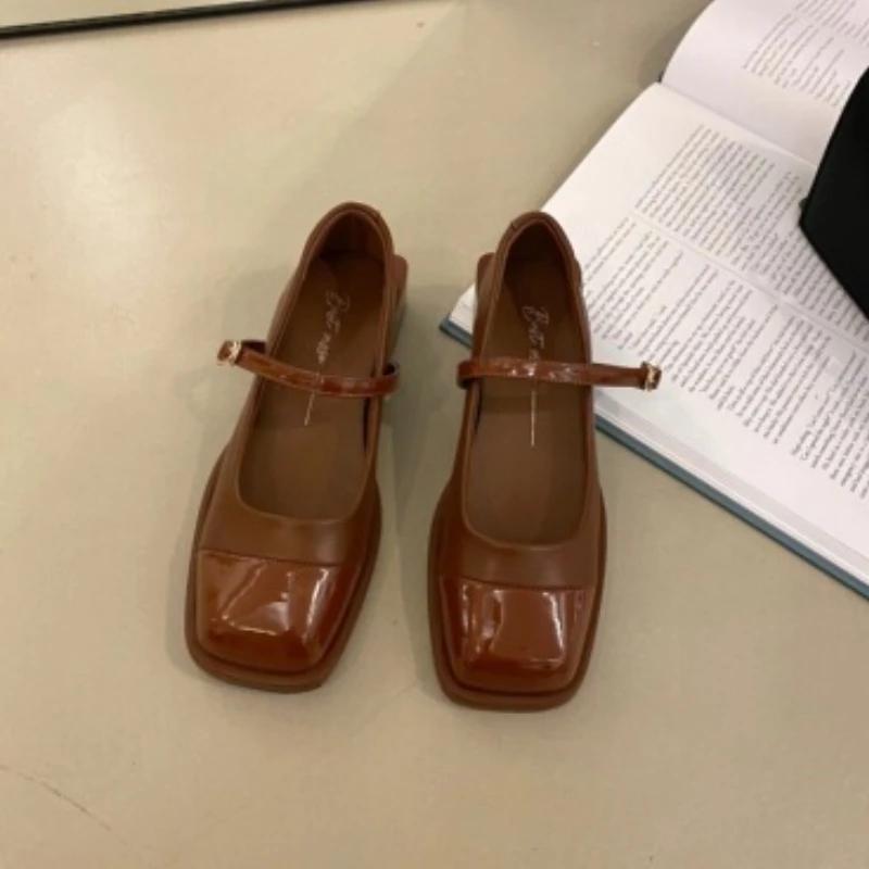

Fashion Women s Shoes Elegant Designer Chunky Heel Square Toe Elegant Office Shoes Party Moccasins Women Zapatos De Mujer 35 коричневый