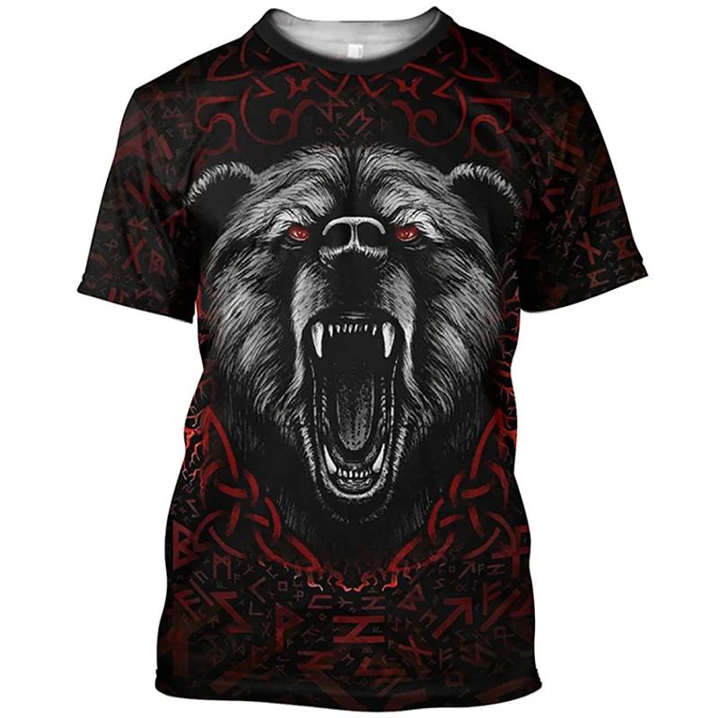 

Футболка с принтом 3D для охоты на открытом воздухе для мужчин, футболка с рисунком медведя, повседневная уличная одежда, футболки Ropa Hombre большого размера с круглым вырезом M