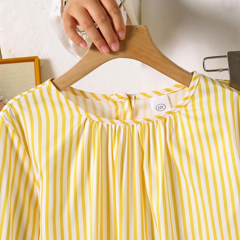 Girls' Fashion Set: Fall Children's Bow-Tie Long-Sleeve Striped Top and Pants Two-Piece Set