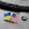 Custom 32*20mm National Flag Series Brooch Stainless Steel Double Flag Pin Jewelry for Traveller Two Country Flag Brooches
