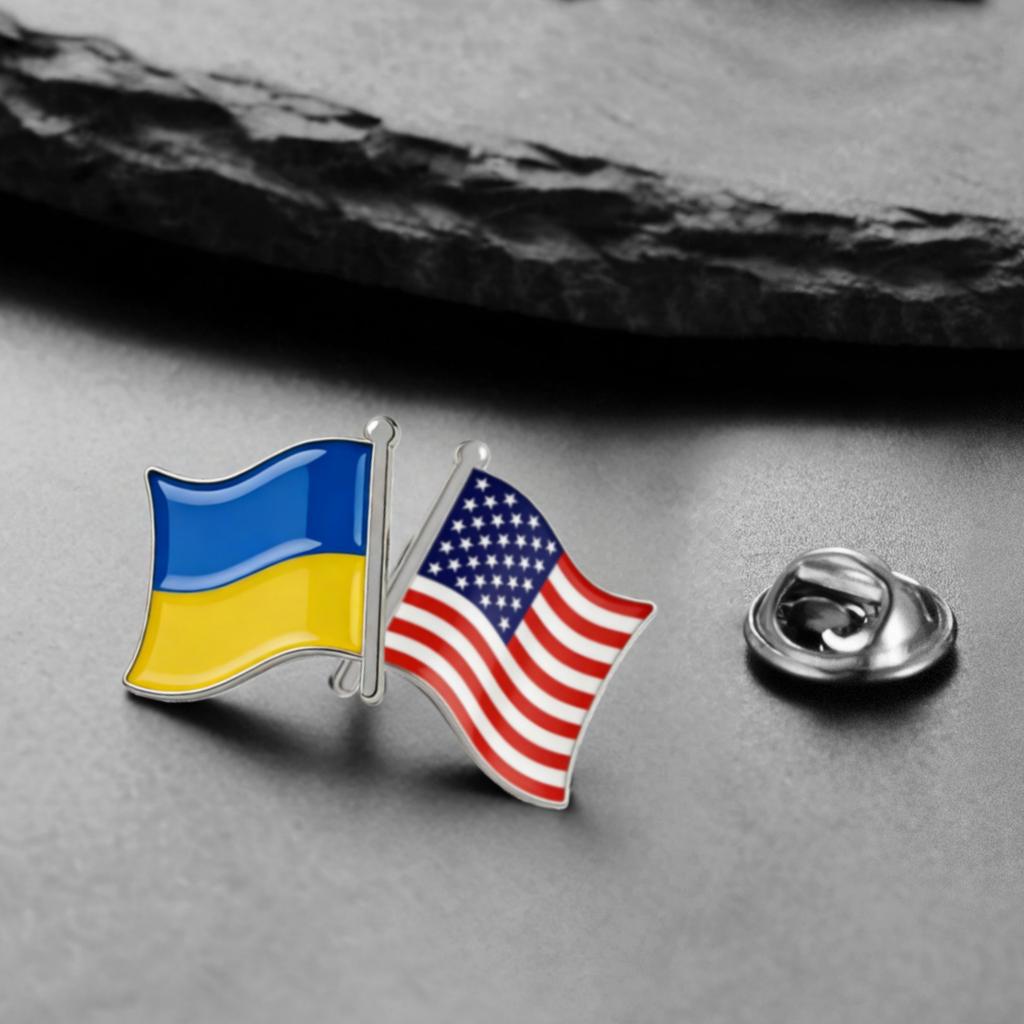 Custom 32*20mm National Flag Series Brooch Stainless Steel Double Flag Pin Jewelry for Traveller Two Country Flag Brooches