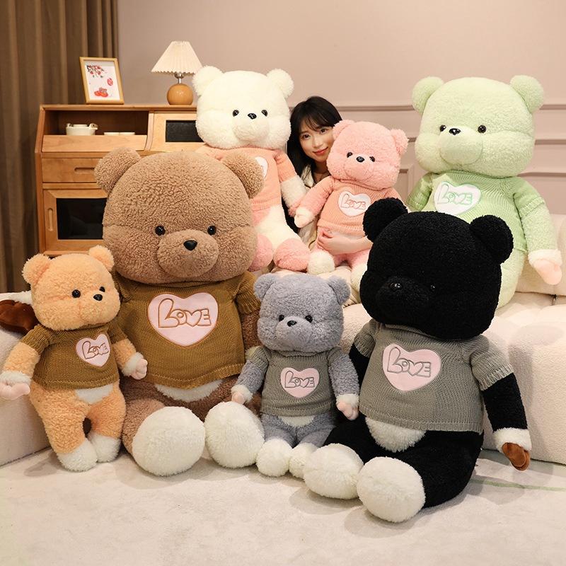 Large Sweater Teddy Bear Doll Plush Toy Clothing Big Bear Hug Bear Doll Girl Soothing Ragdoll