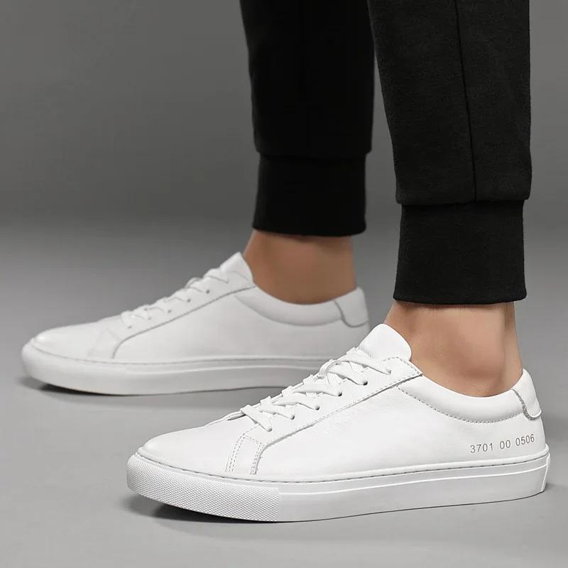 Italian Genuine Leather Men's Shoes 2024 Designer White Shoes Comfy Walking Shoes Lace-up Business Outdoor Zapatos Para Hombre