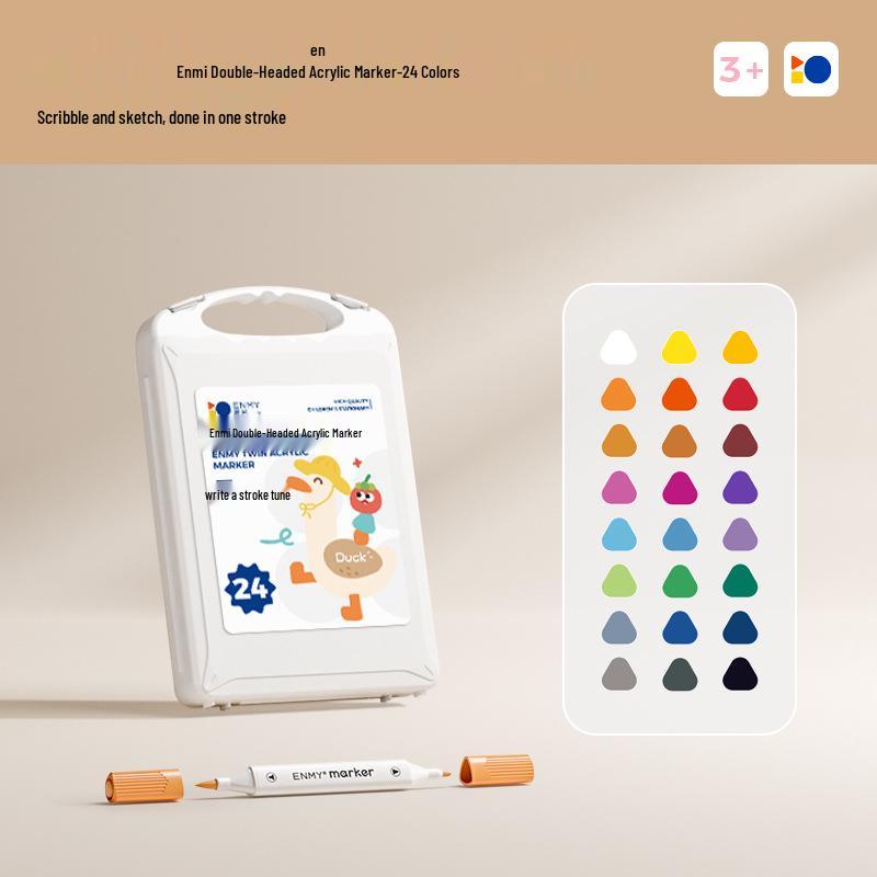 Enmi Double-Headed Washable Acrylic Marker for Students - Soft & Hard Tips