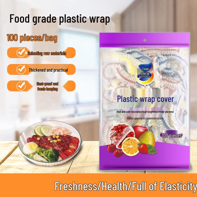 

100-Piece Colored Cling Film Covers: Food-Grade Disposable PE Wraps for Vegetable Preservation
