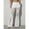 Pantaloni Lunghi da Donna in Pizzo Trasparente a Zampa Slim Fit