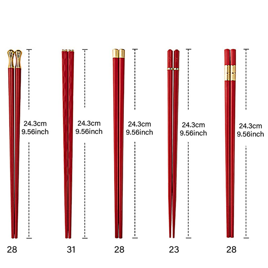 5 Pairs Christmas Chopsticks Food Grade Plastic + Alloy Food Stick Non-slip Reusable Chopsticks for Sushi Tableware