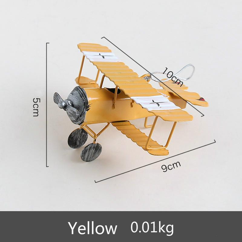 1Pc Retro Iron Airplane Figurine Metal Biplane Model Vintage Glider Miniature Home Decor Office Display Collectible Gift
