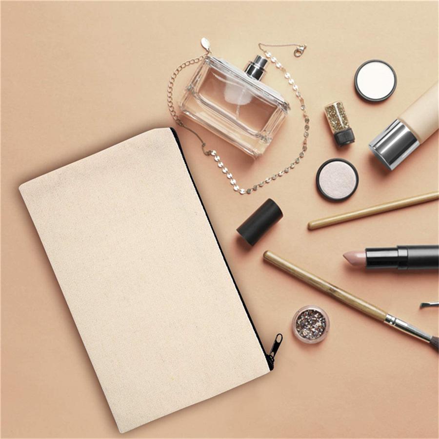Custom Logo Eco-Friendly Zippered Pouch Travel for Cotton Canvas Cosmetic Makeup Bag Pen Case Storage Fashion Large