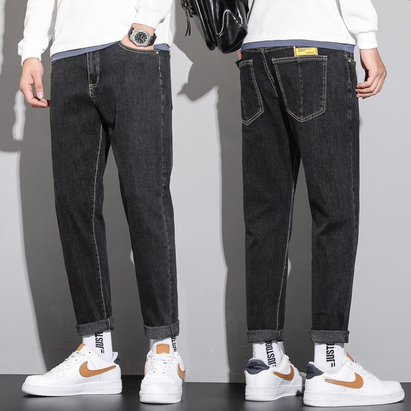 

Весенне-осенние мужские новые джинсы, мужские эластичные модные брендовые облегающие мужские модные свободные прямые повседневные брюки-трубы