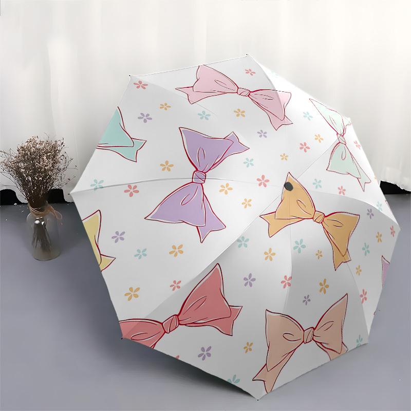 1pc Bowtie Pattern Themed Umbrella, 8 Rib Frame,Automatic Opening 3 Fold Umbrella, Lightweight and Durable Couple Umbrella-091