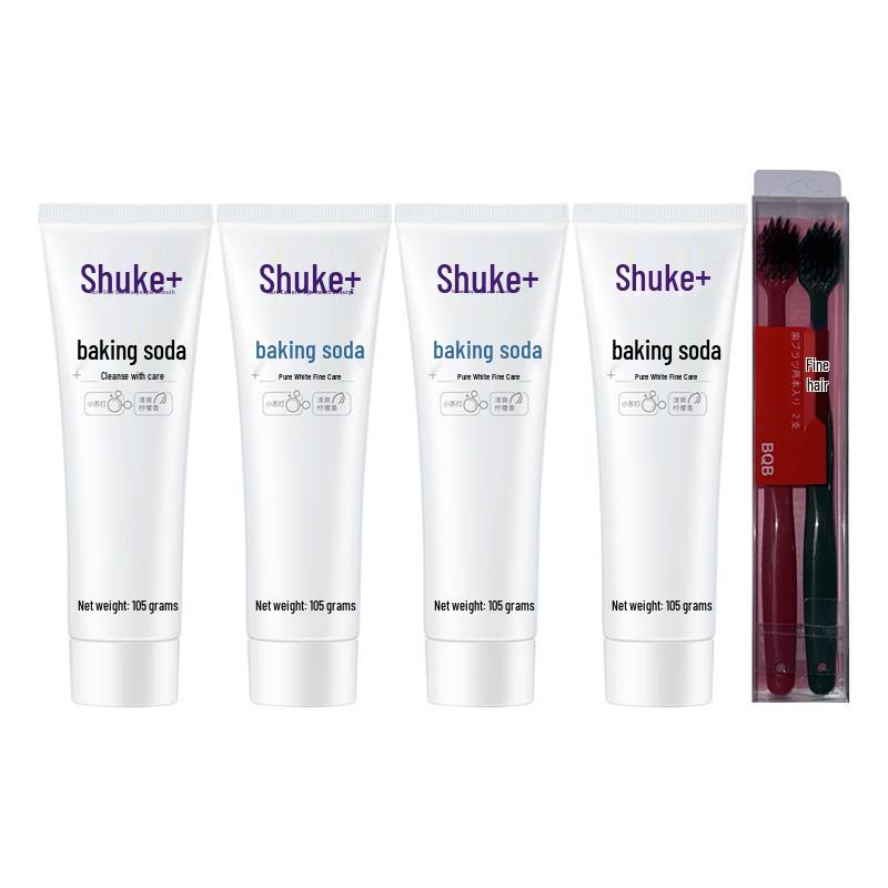 

Shuke Baking Soda Whitening Toothpaste 4-Pack with 2 Toothbrushes