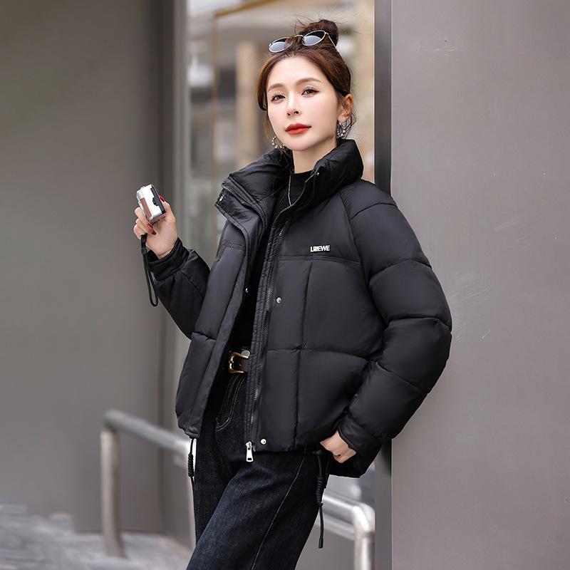

Down cotton clothes women s short winter new small stand-up collar thickened warm cotton-padded jacket XXL-150-85kg чорний