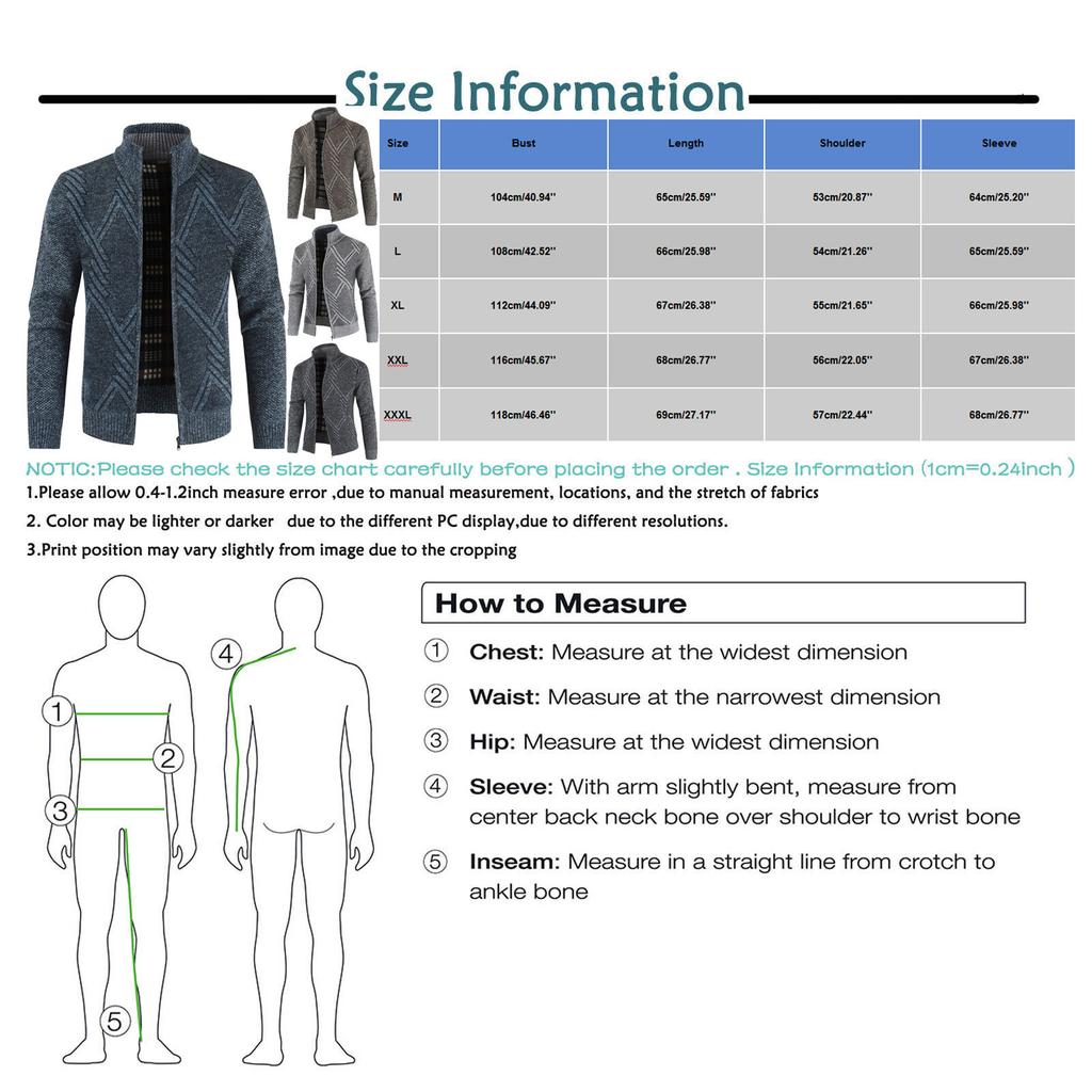 Winter Men's Casual Fashion Cardigan Sweater Jacket Long Sleeve Knitted Sweater Top Outwear Coat