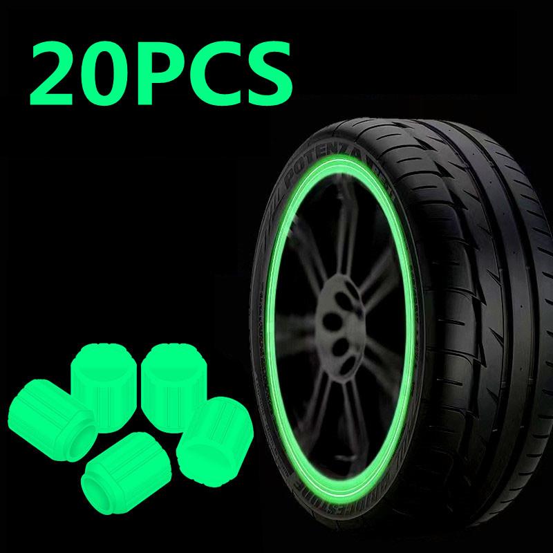 Luminous Valve Caps Fluorescent Red Night Glowing Car Motorcycle Bicycle Wheel Styling Tyre Hub Universal Cap Decor 1PC/4PC/20PC Stem Caps1