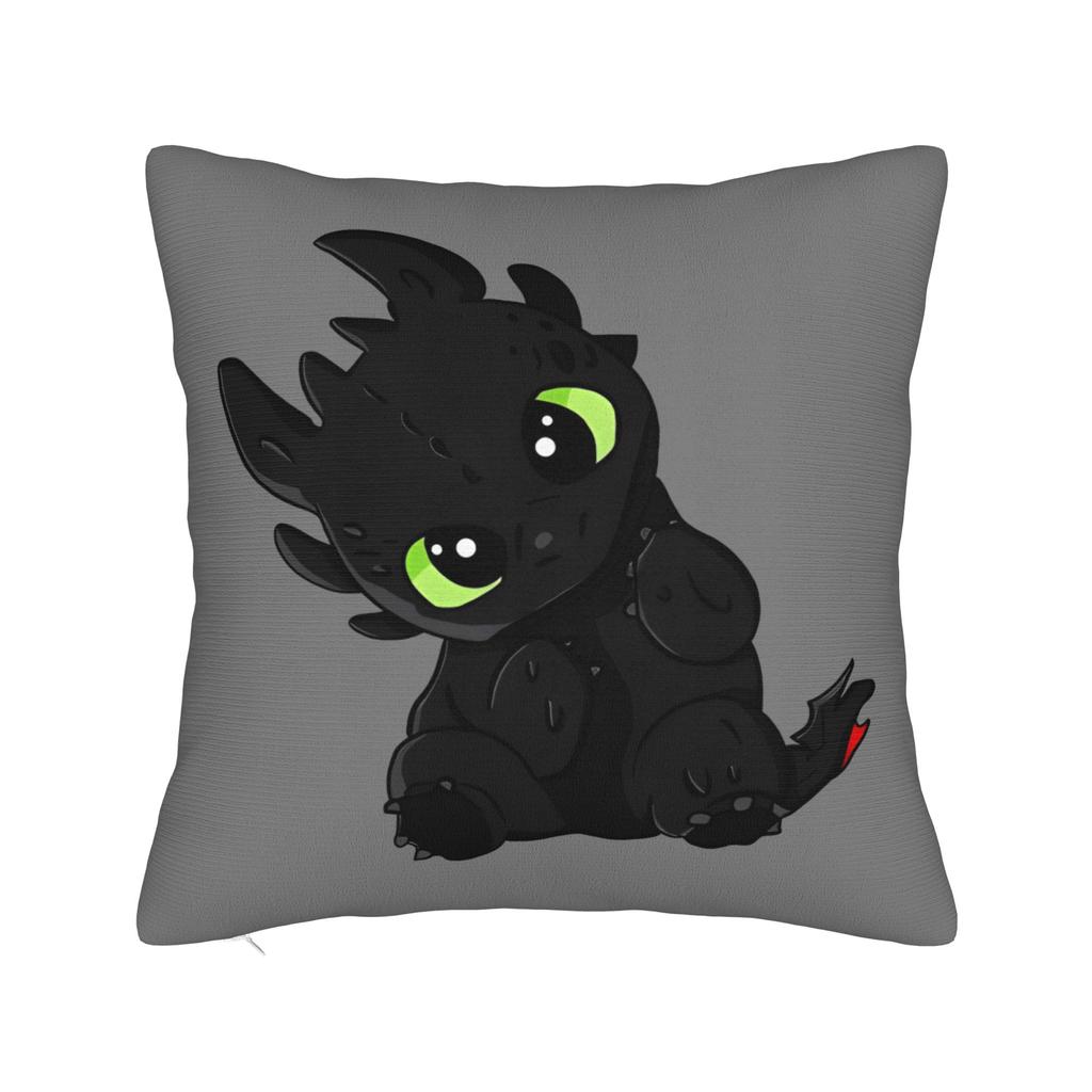 HTTYD Ohnezahn Quadratische Kissenhülle Kissenbezüge Fantastisch Polyester Dekor Sofakissenhülle für Wohnzimmer 40x40cm